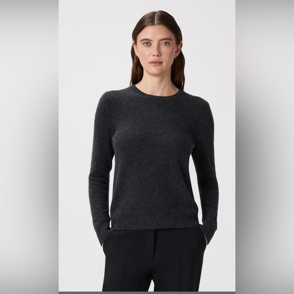 NWT Quince Lightweight Cotton Cashmere Crewneck Sweater Charcoal Small